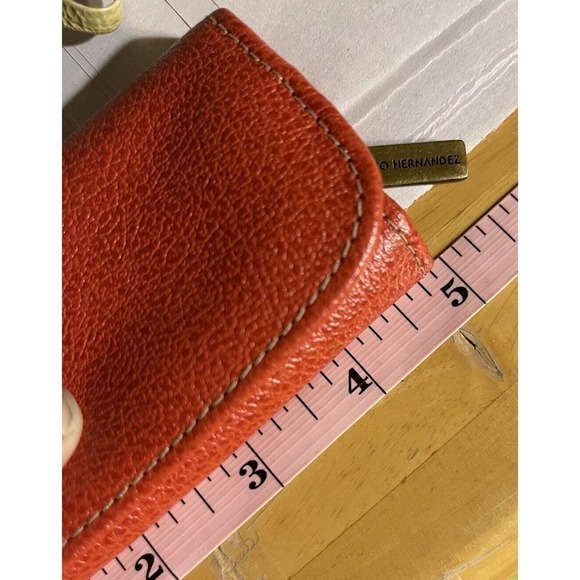 Mario Hernandez Leather Small Travel Jewelry Case Orange Yellow Unicorn Logo - Picture 8 of 10